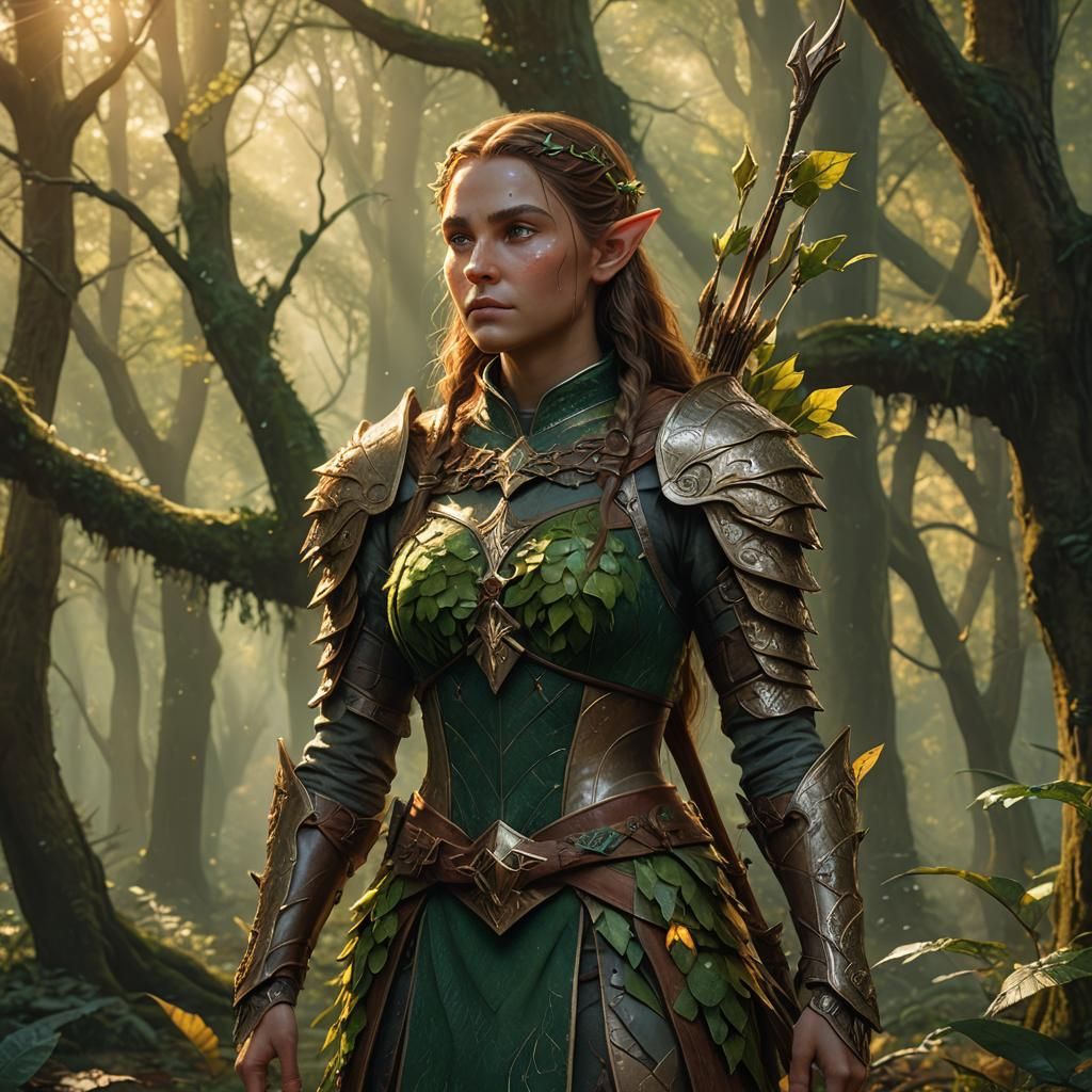 Elf Archer in Primeval Forest Concept Art
