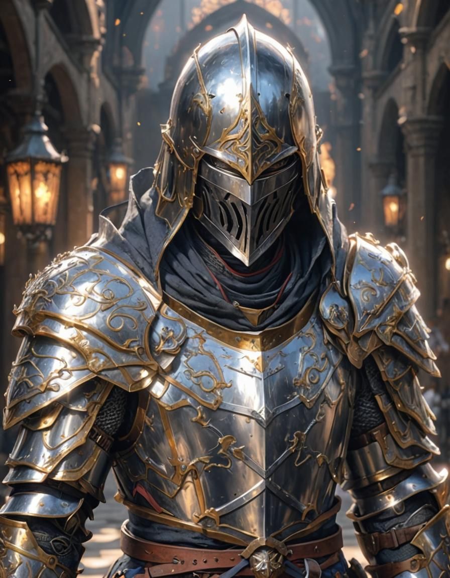 Anime Knight in Detailed 3D Art Style