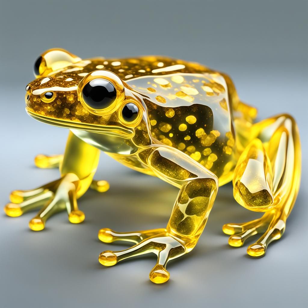 Translucent Yellow Crystal Dart Frog in 3D