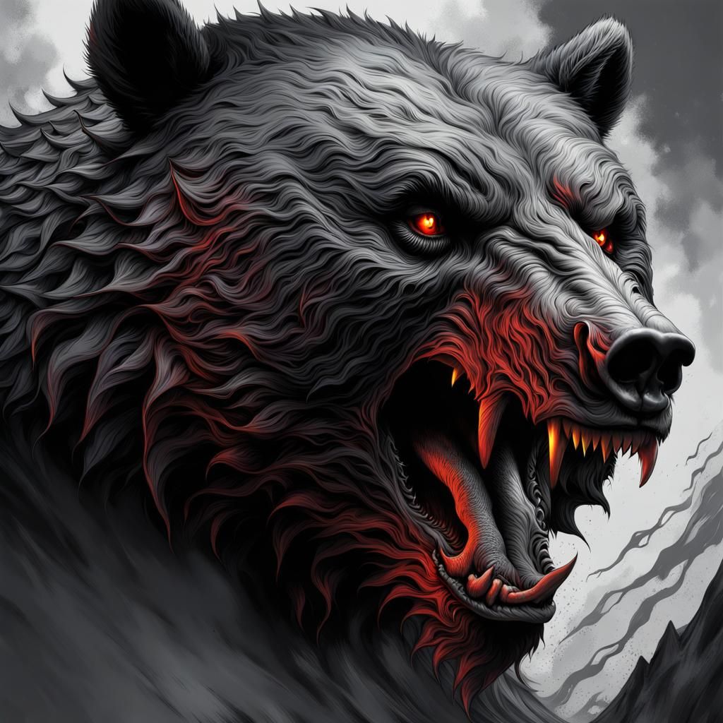 Bear Demon Lord of Hell: Detailed Horror Art