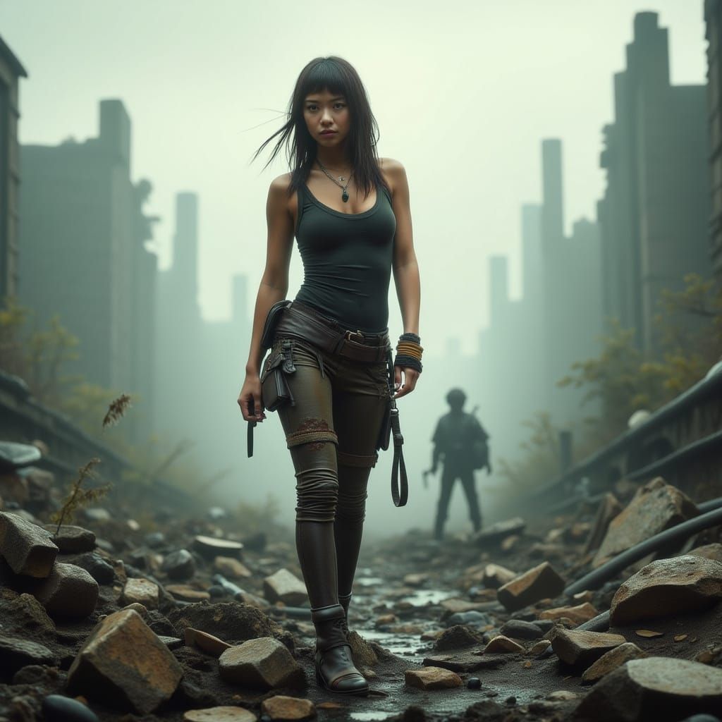 War-Torn Warrior in Post-Apocalyptic Wasteland