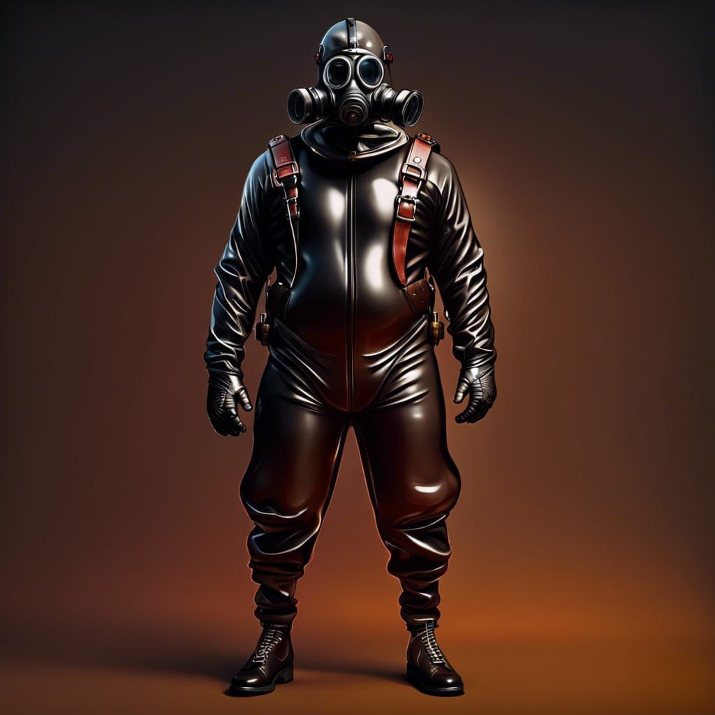 Oily Leather Figures in Dark Military Style