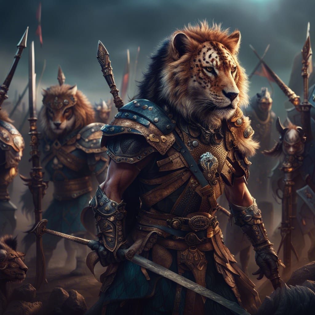Animal Warriors Clash on Battlefield in Detailed Matte Paint...