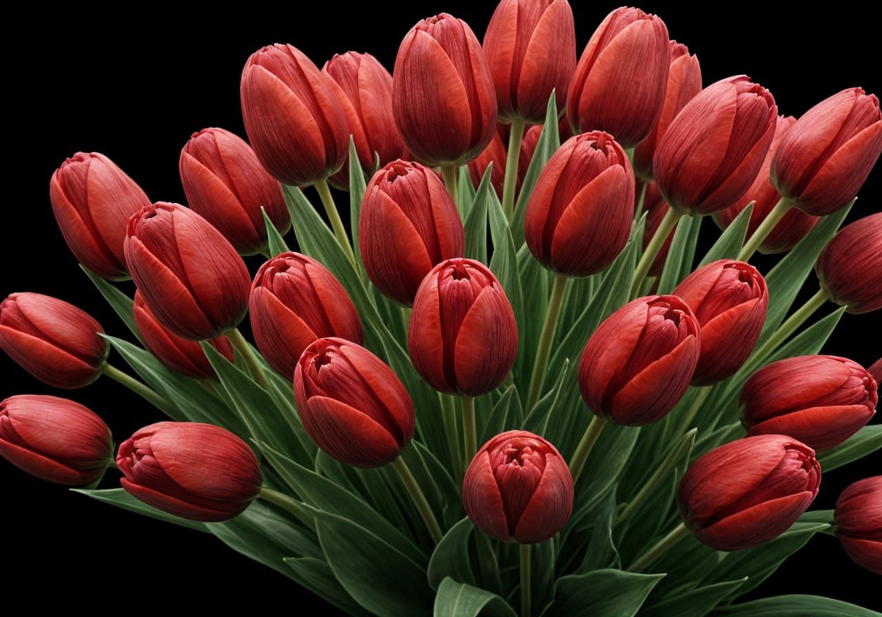 Rich Dark Red Tulips with Detailed Petals