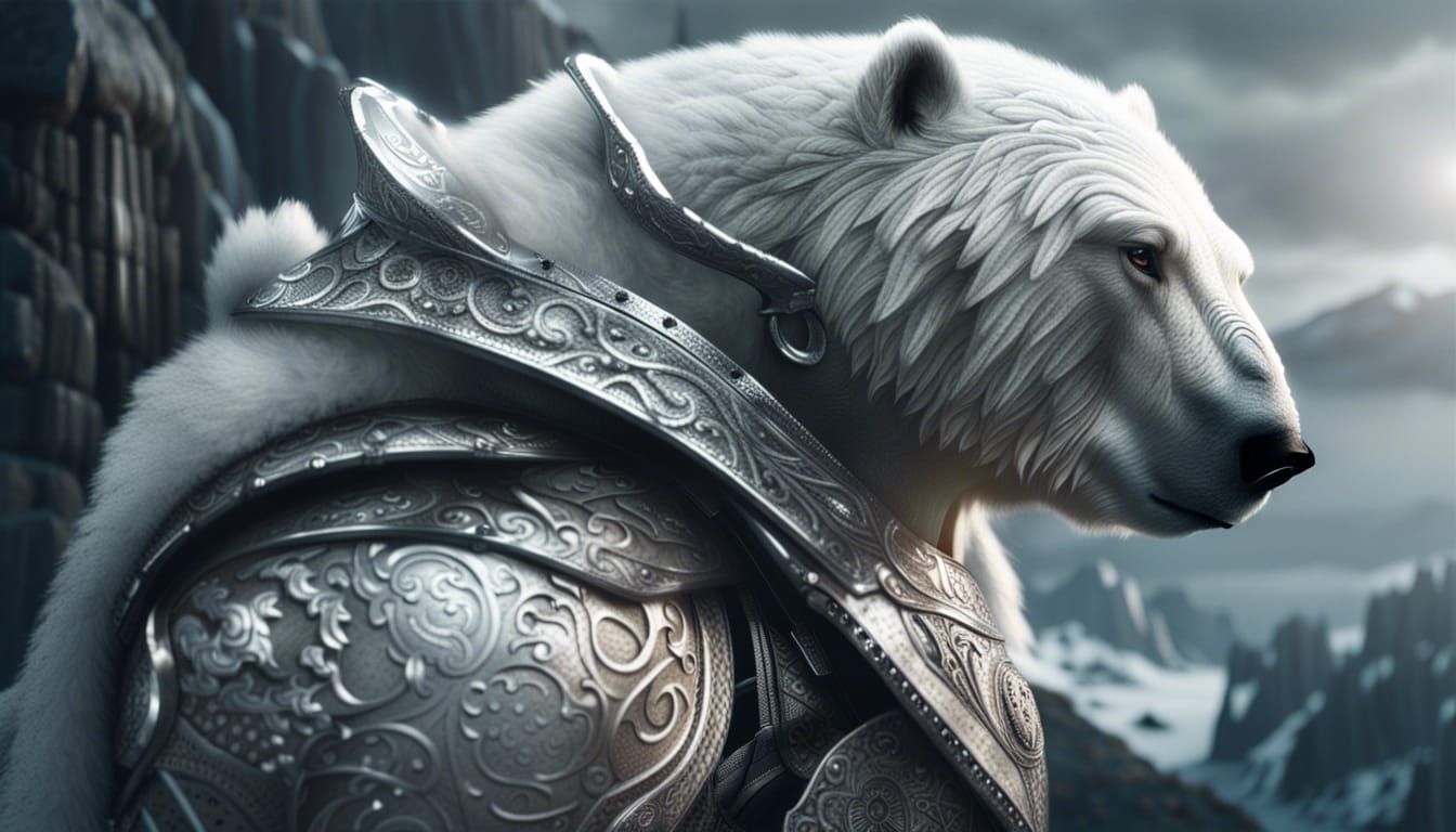 Armored Polar Bear Warrior: Epic Digital Painting