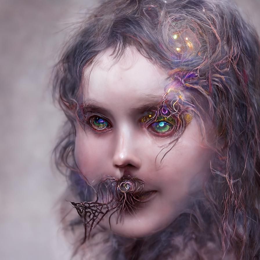 Terrifying Faerie Child Portrait in Vintage Style