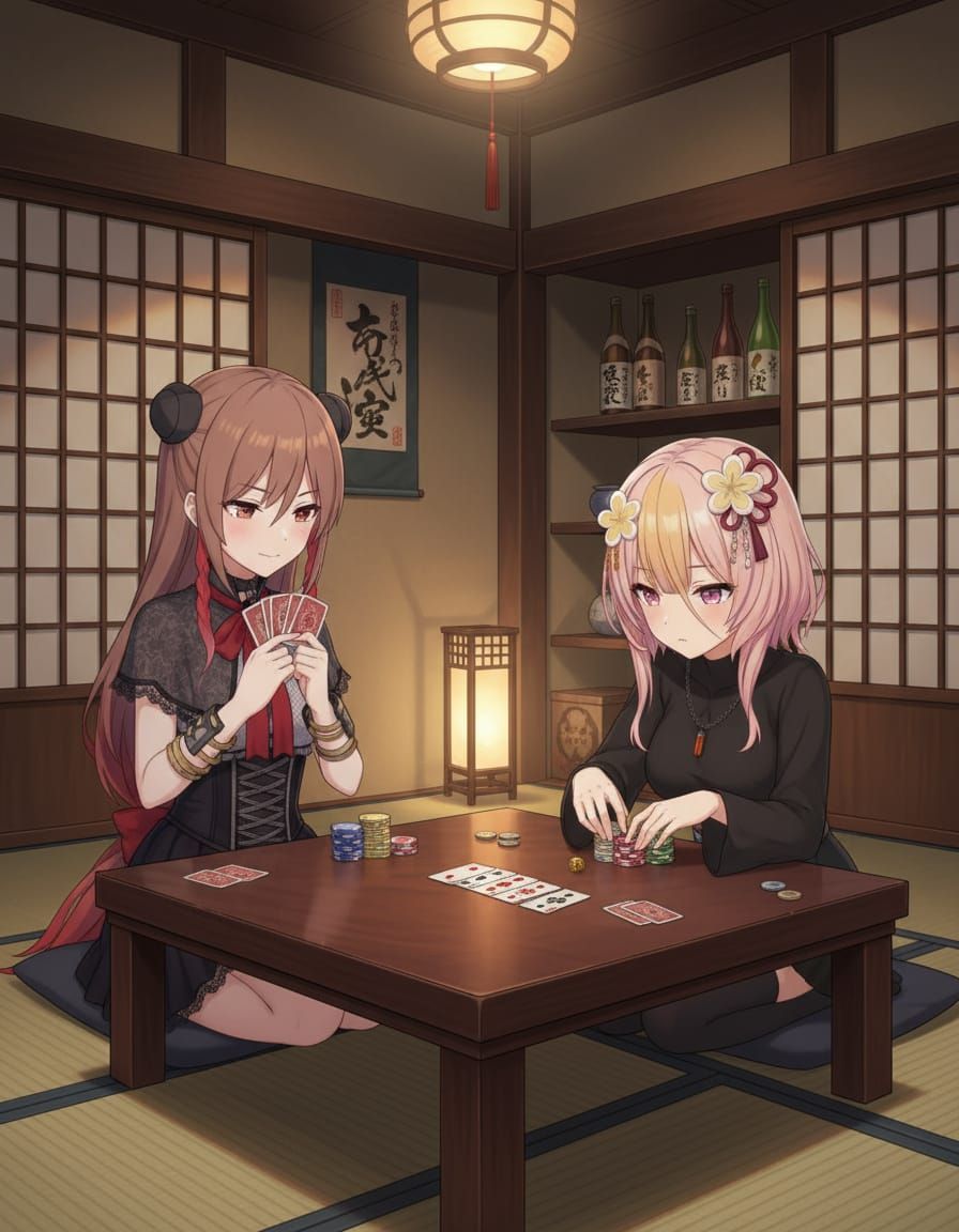 Two Women Engaged in Gambling Activity