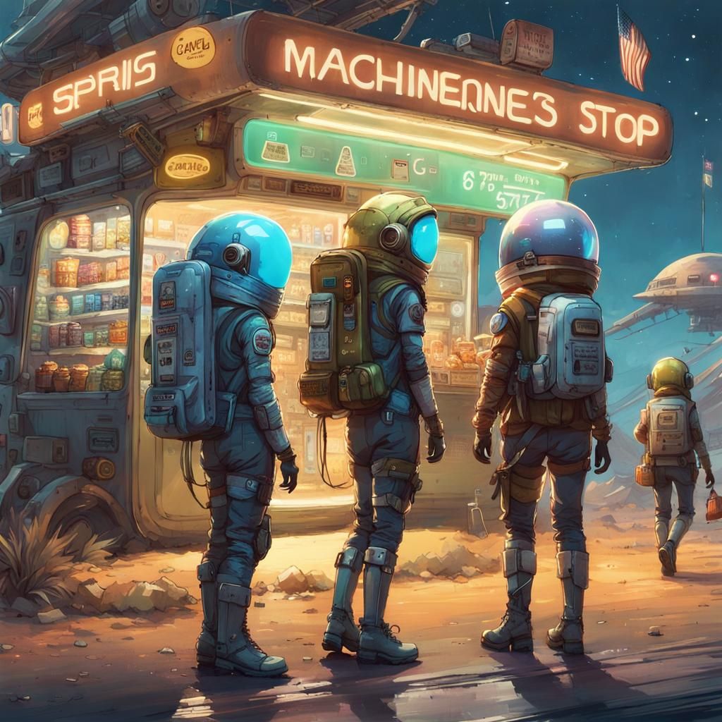 Alien Girls at Cyberpunk Space Truck Stop