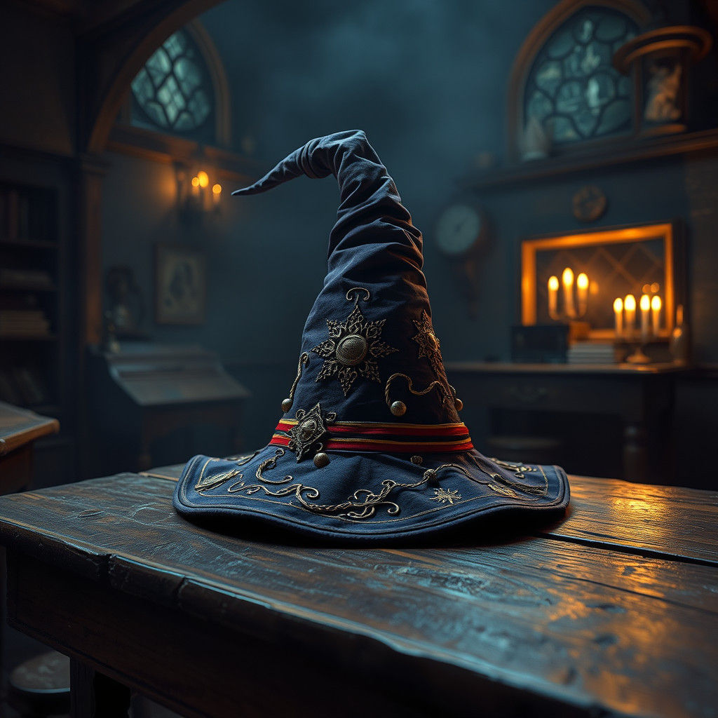 Mystical Hogwarts Witch Hat in Nostalgic Illustration