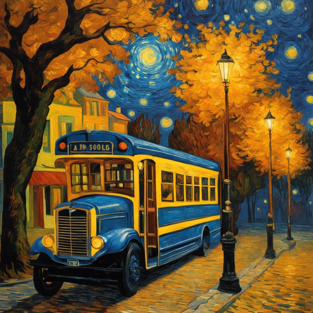 Skoolie Down by the River: Van Gogh Style