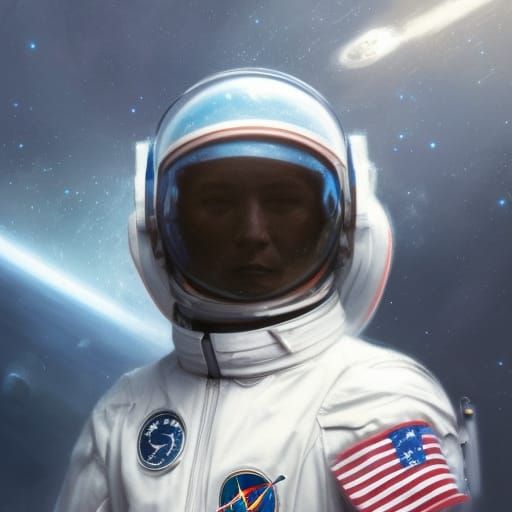 Space Pilot Portrait in Detailed Matte Painting Style