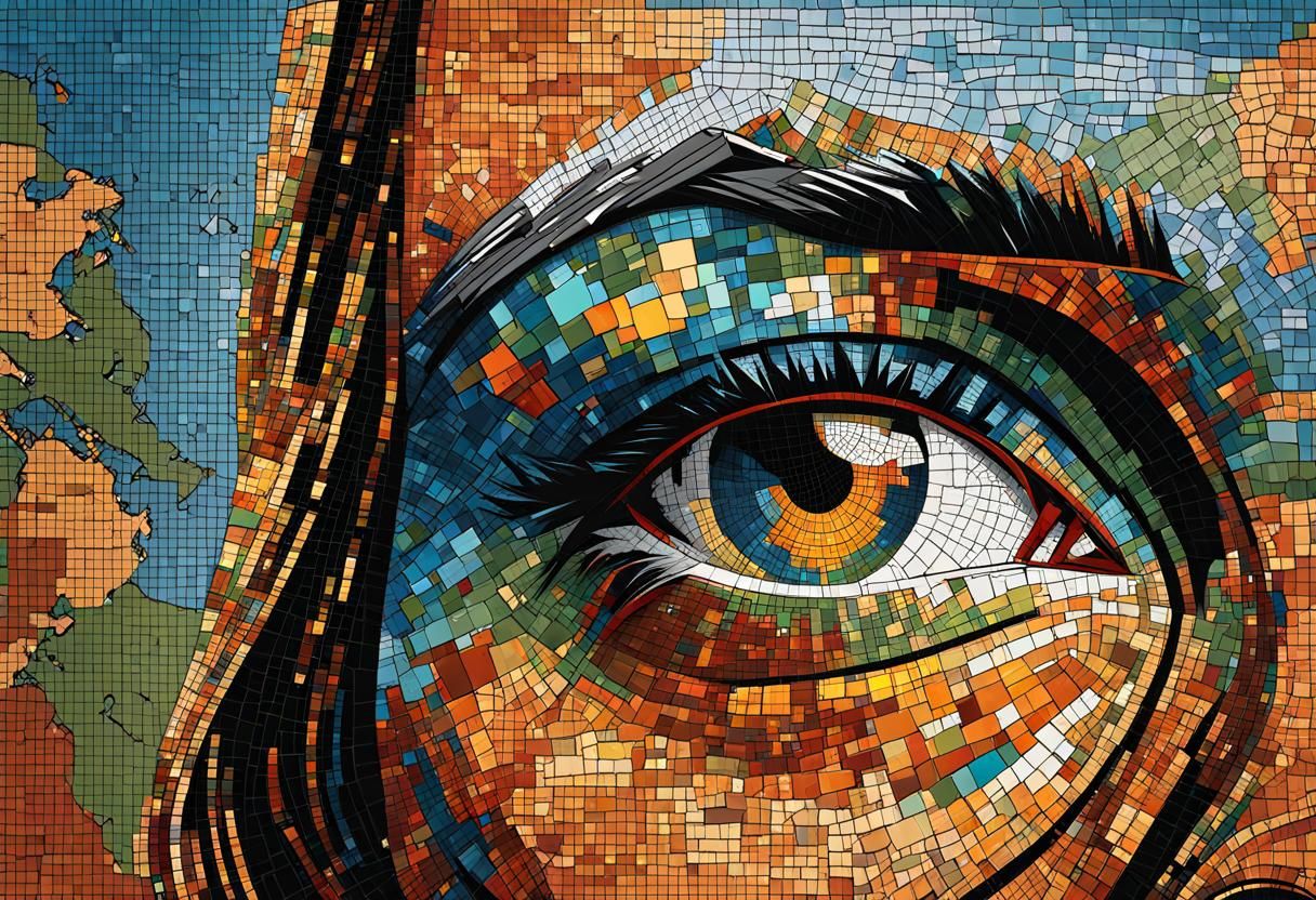 World Map Mosaic in Pop Art Style