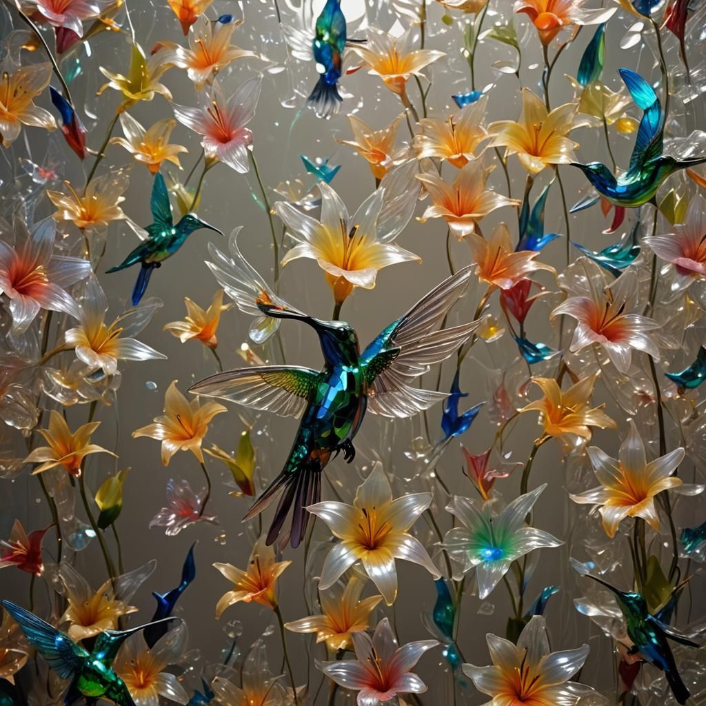 Iridescent Glass Hummingbird: A Transparent Masterpiece