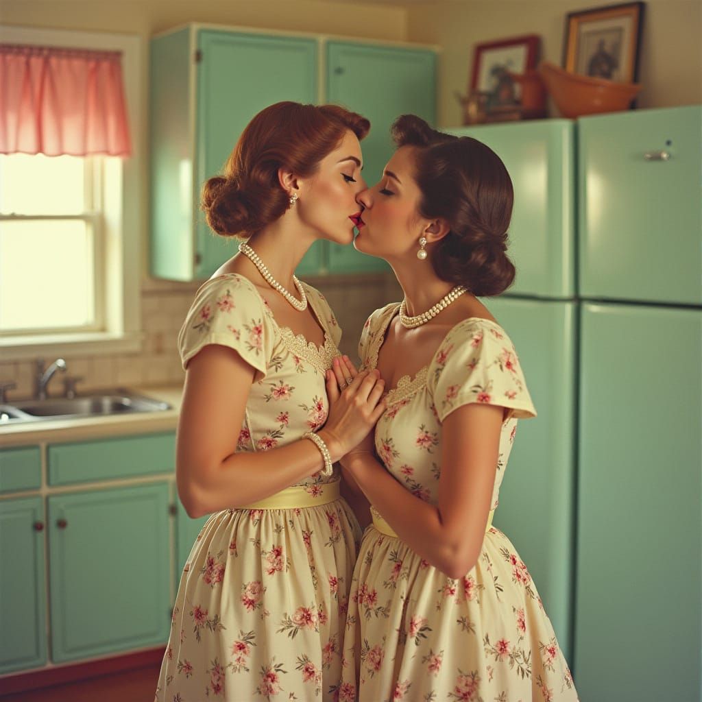 1960s Kitchen Kiss in Rockwell Style