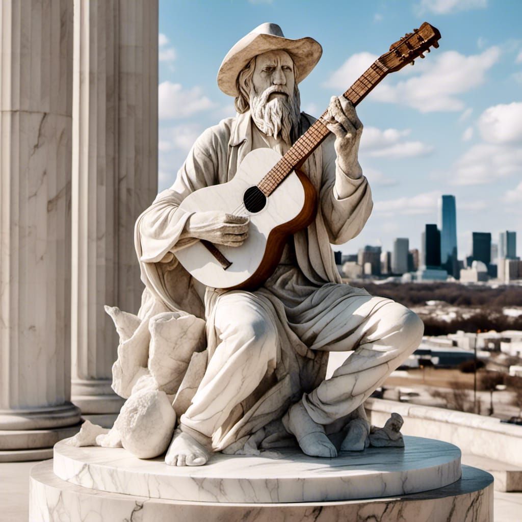 Willie Nelson White Marble Statue in Austin, Texas