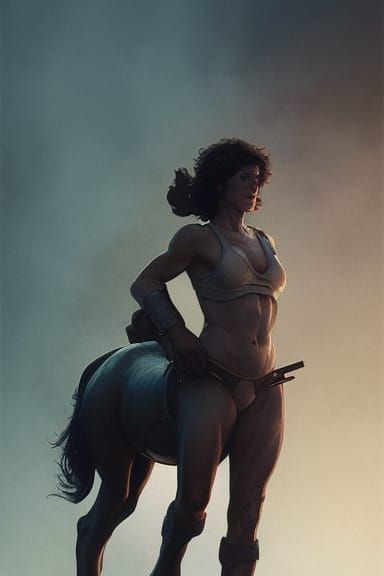 Cyberpunk Centaur Portrait in Digital Art Style
