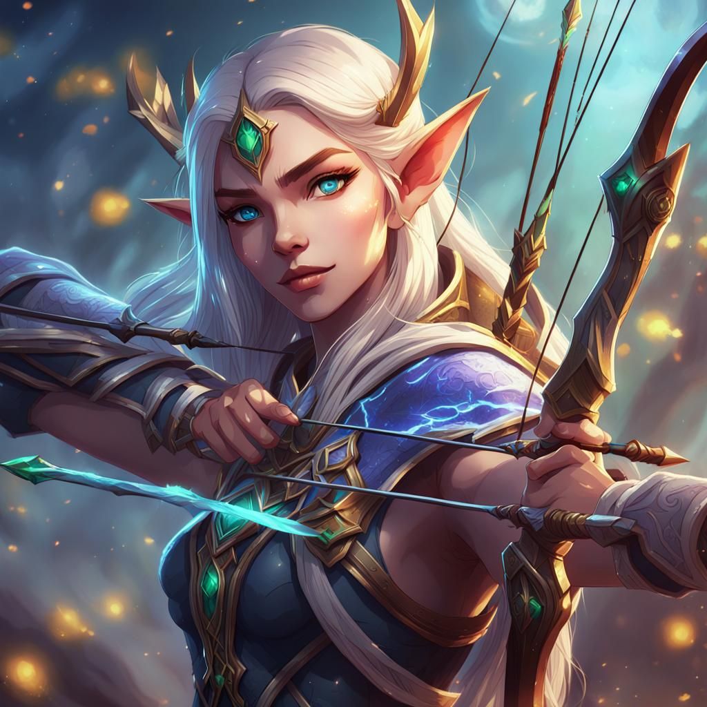 WoW Elf Princess with Bow: Anime Manga Scan