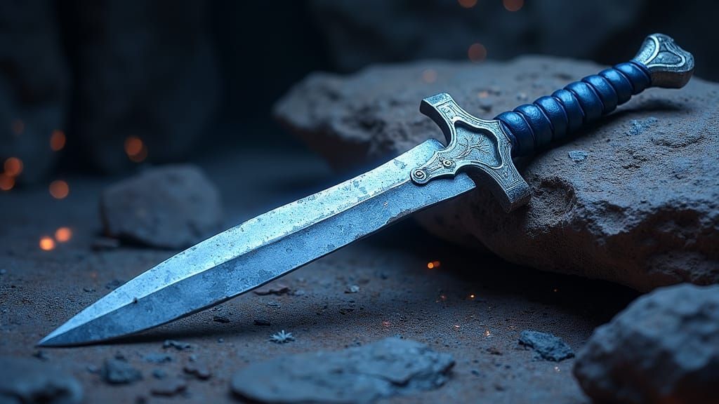 Deadly Chinese Dagger with Icy Shimmer in Fantasy Style