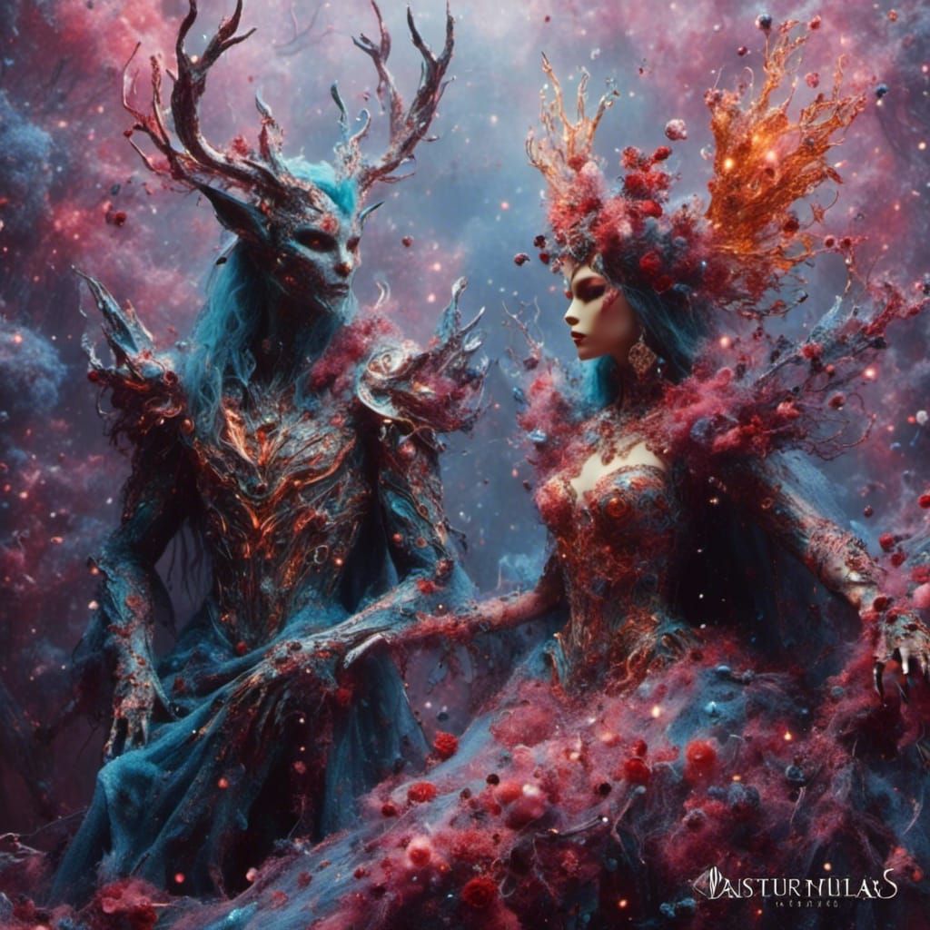 Fantasy King and Queen Illusion in a Thriller Style