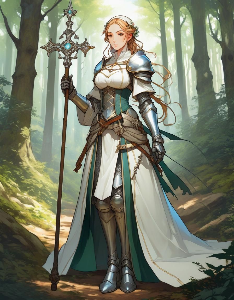 Medieval Cleric in Forest: Anime Key Visual