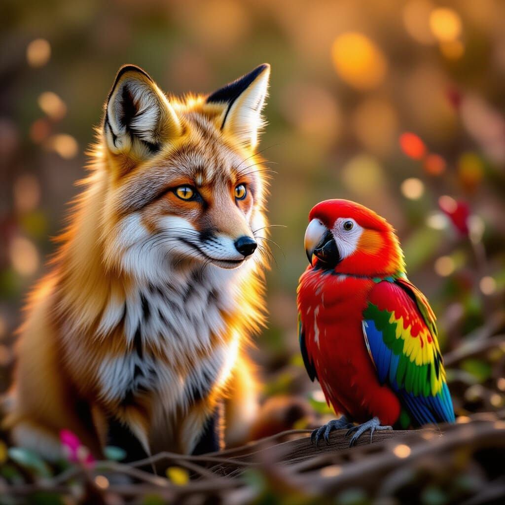 Wildlife in Natural Habitat with Golden Hour Lighting