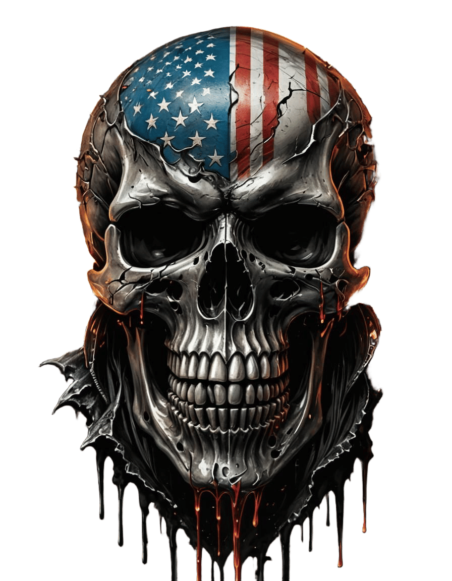 Gothic Skull Decal with American Flag