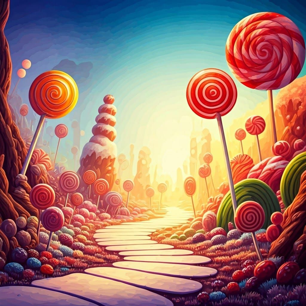 Candy Land Landscape with Candy Creatures