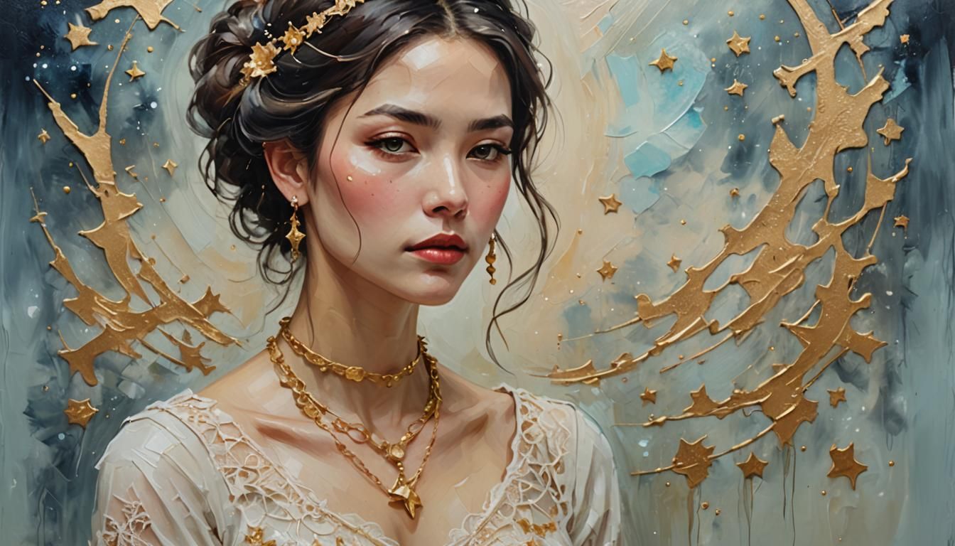 Zodiac Constellation Necklace in Neo-Expressionist Oil Paint...