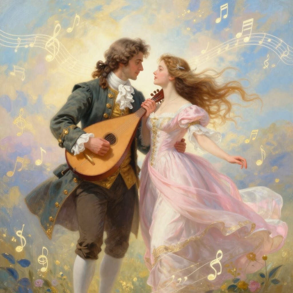 18th Century Couple in Ethereal Musical Wind