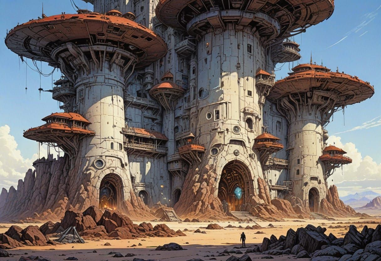 Epic Alien Citadel in a Galactic Landscape