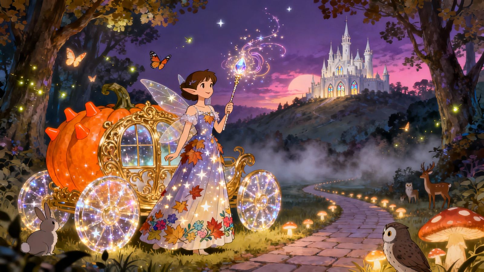 Fairy Transforms Pumpkin into Crystal Carriage