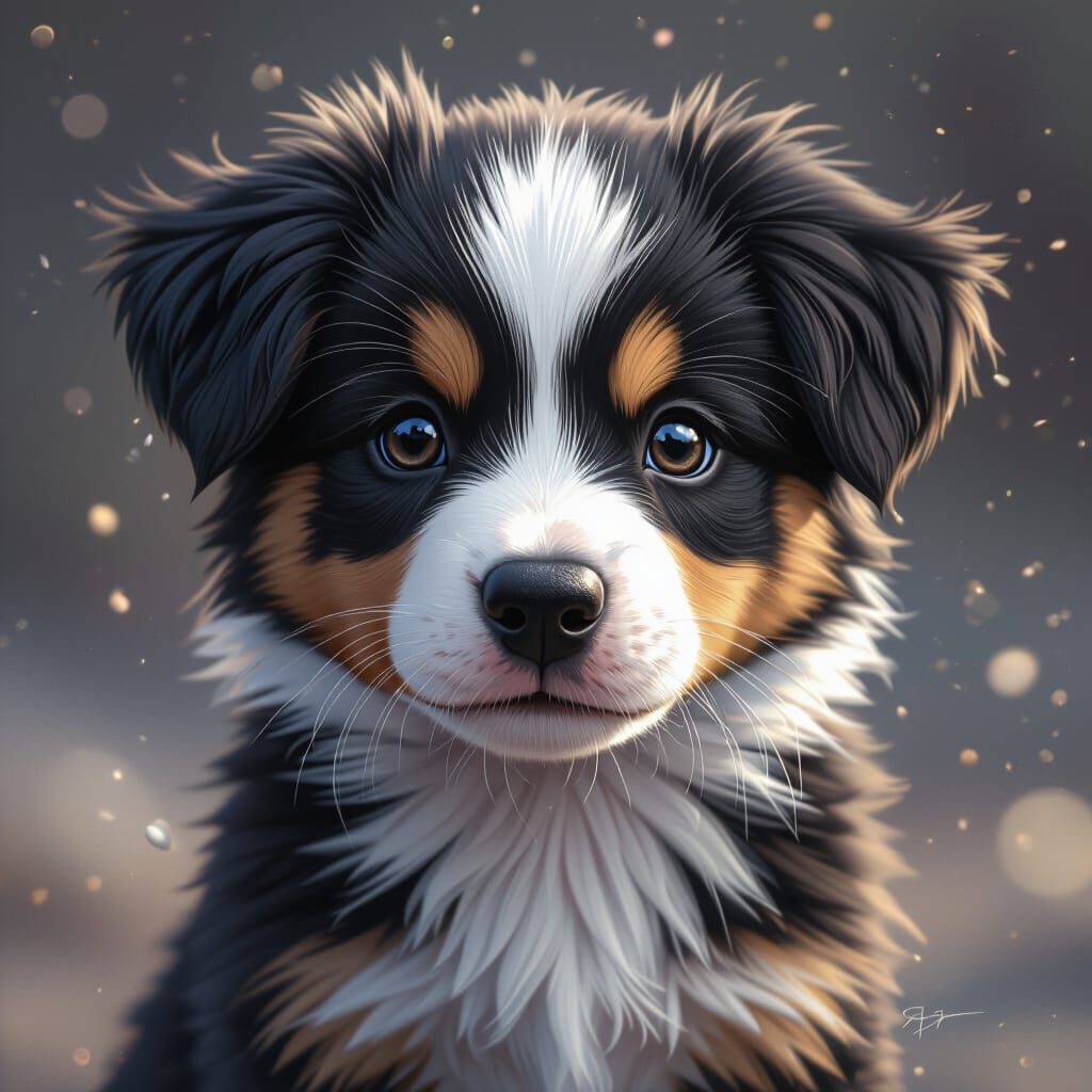 Cute Puppy Portrait: Concept Art Style