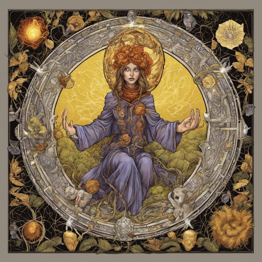 Page of Pentacles Tarot Card in Visionary Style