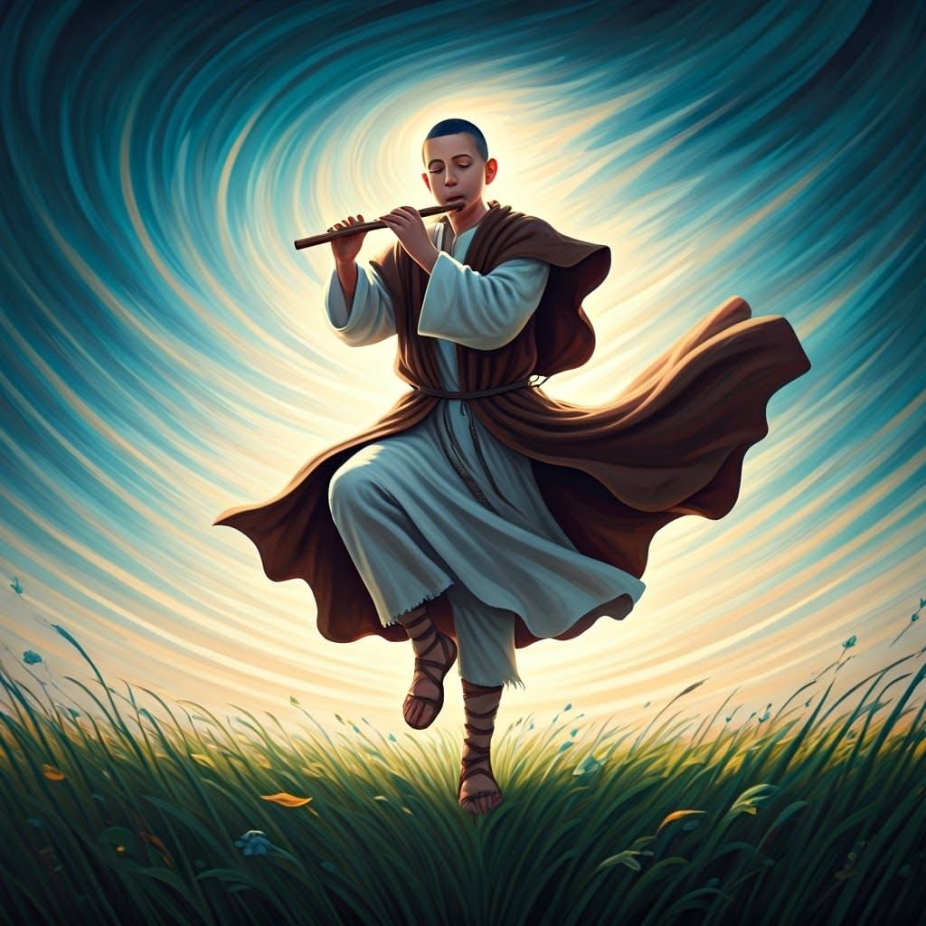 Hebrew Shepherd Boy in Ecstatic Dance with Divine Spirit