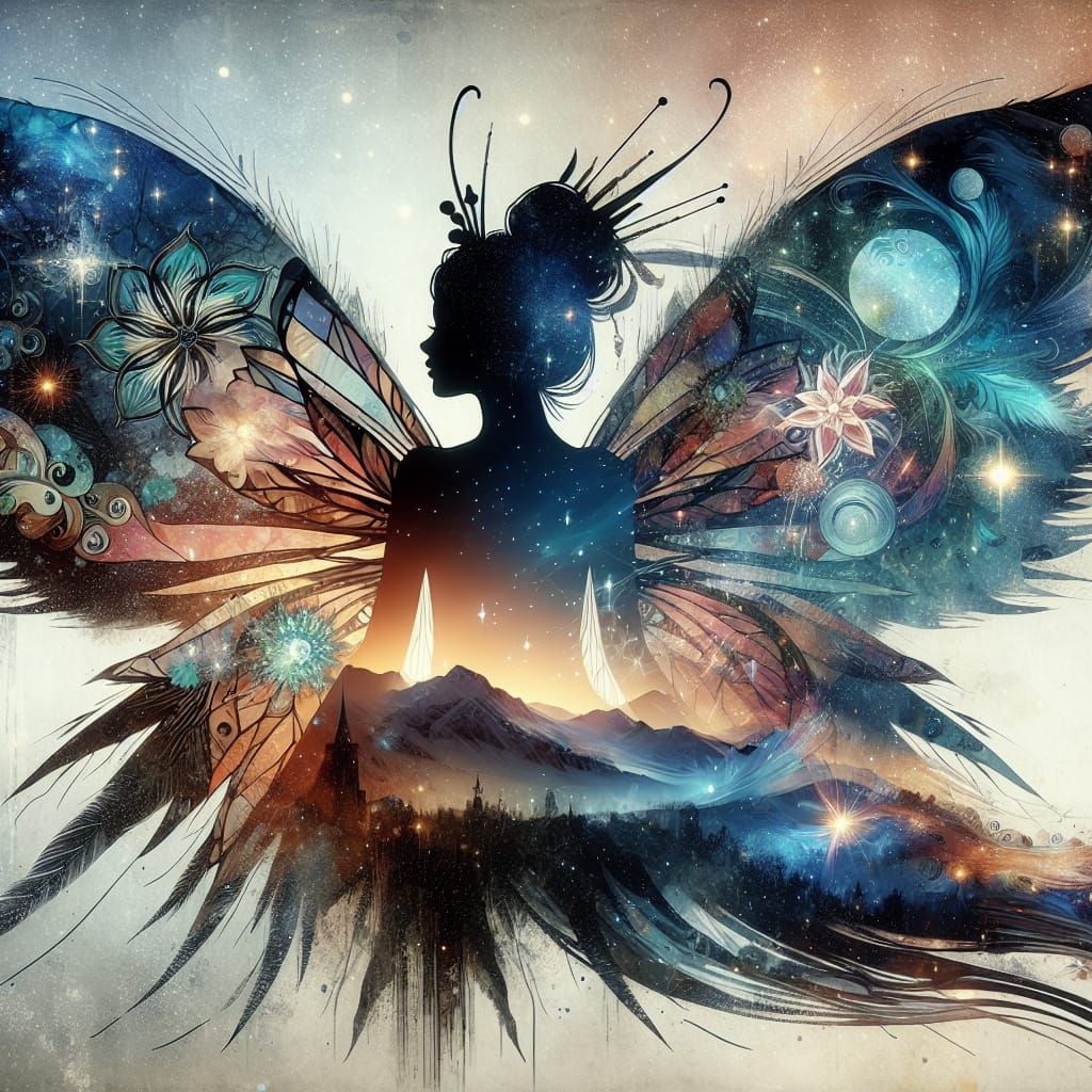 Fantastical Fairy in Double Exposure Collage