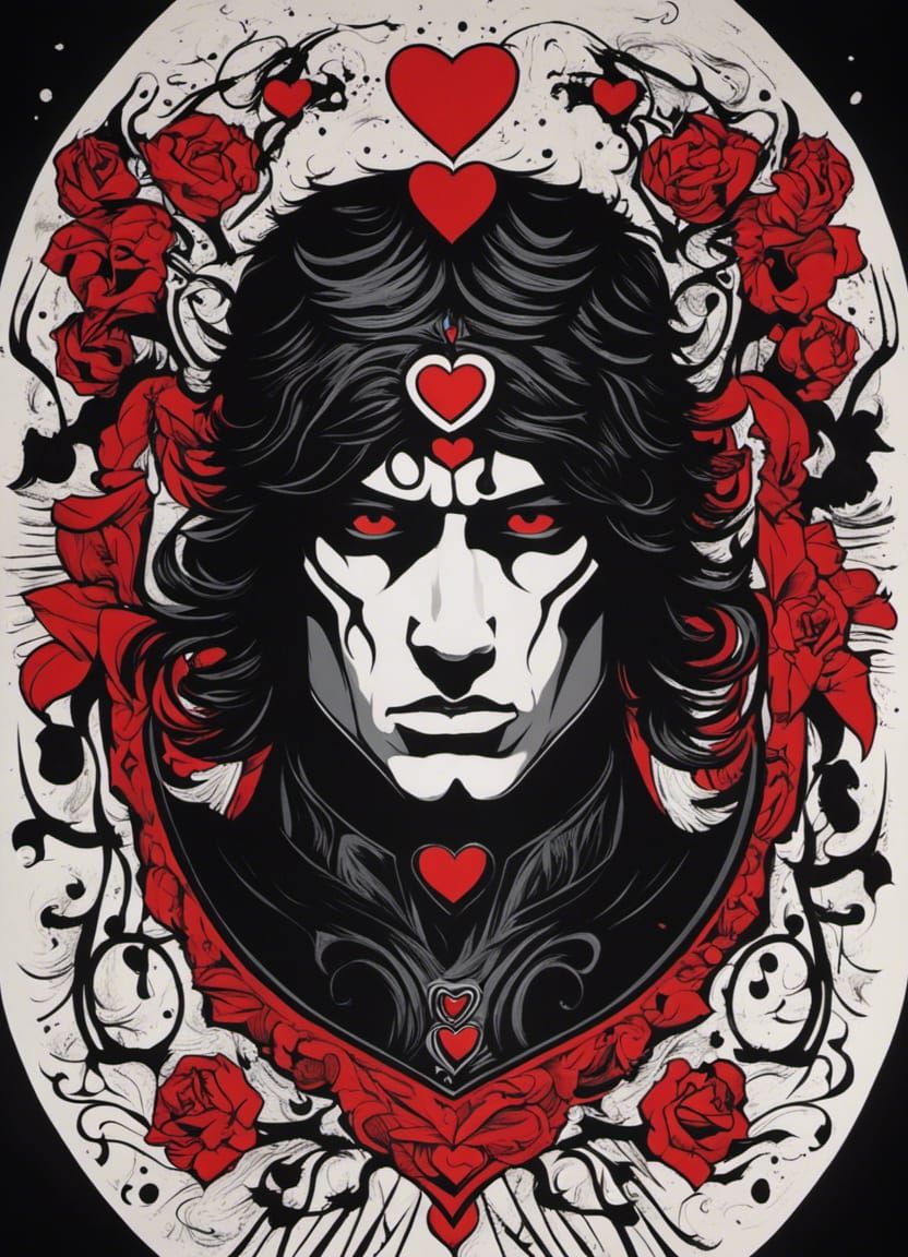 God of Love with Tattoos in Acrylic Painting Style