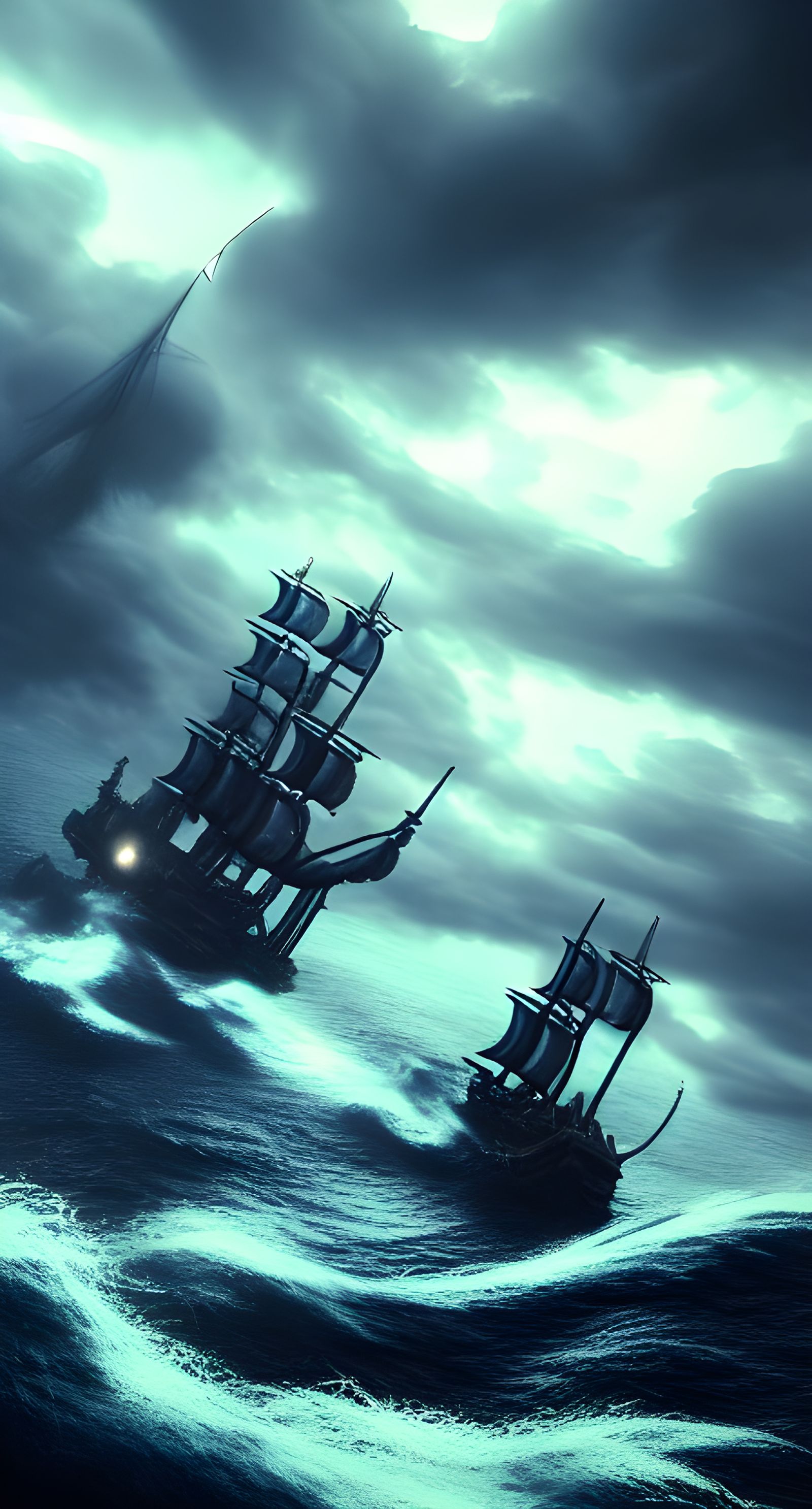 Kraken Attacks Pirate Ship in Stormy Seas