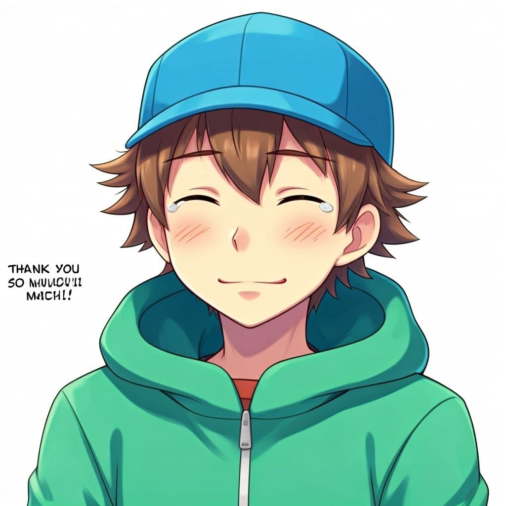 Joyful Pokémon Trainer Says Thank You in Anime Style