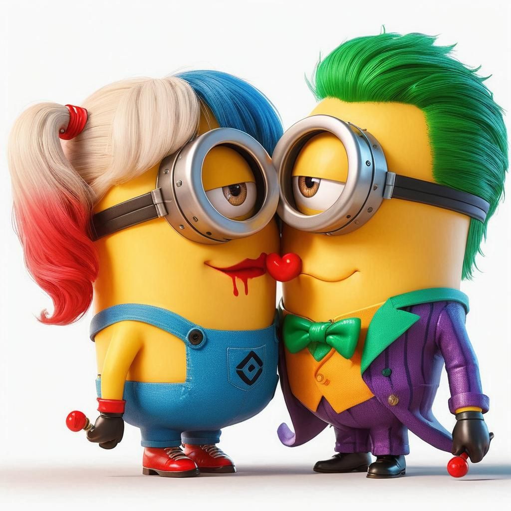 Minions Impersonate Harley Quinn and Joker in 3D Anime