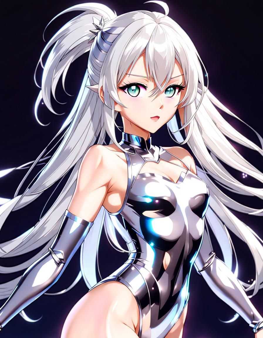 Anime Heroine with Exaggerated Features in Leotard