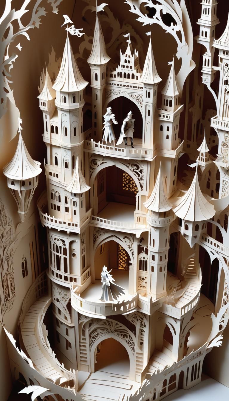 Majestic Kirigami Knight's Tale in Baroque Style