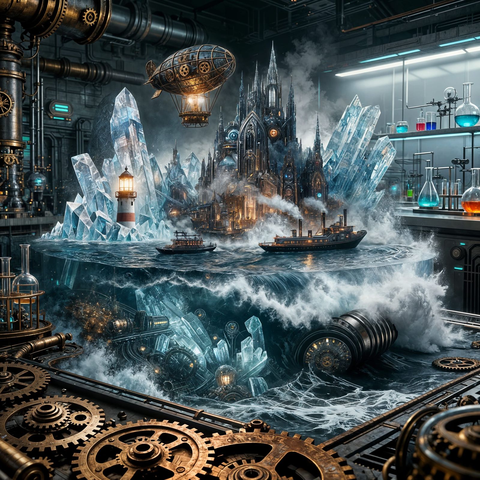 Futuristic Civilization Double Exposure