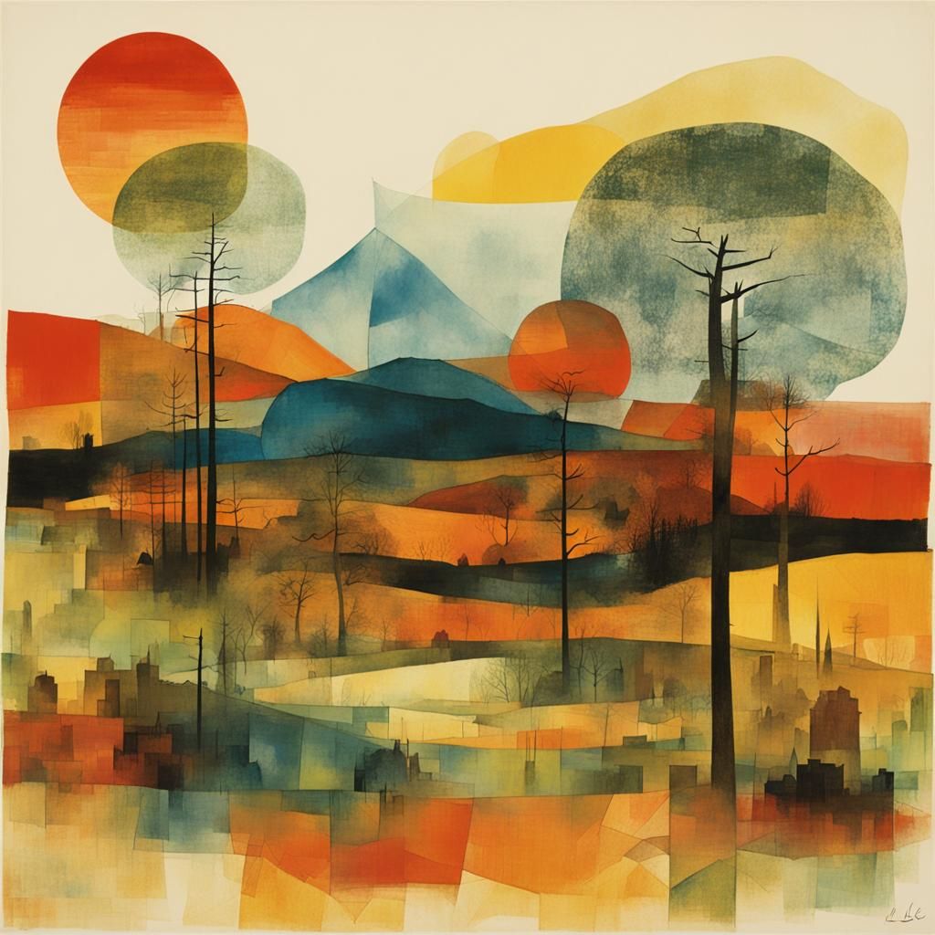 Abstract Landscape Inspired by Klee's Art