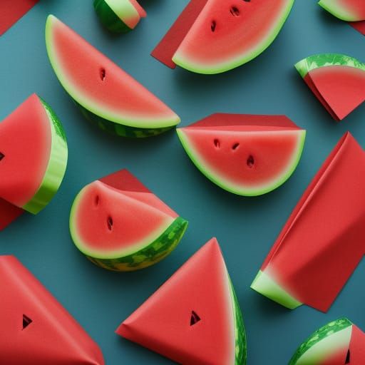 Origami Watermelon Papercraft in Soft Focus