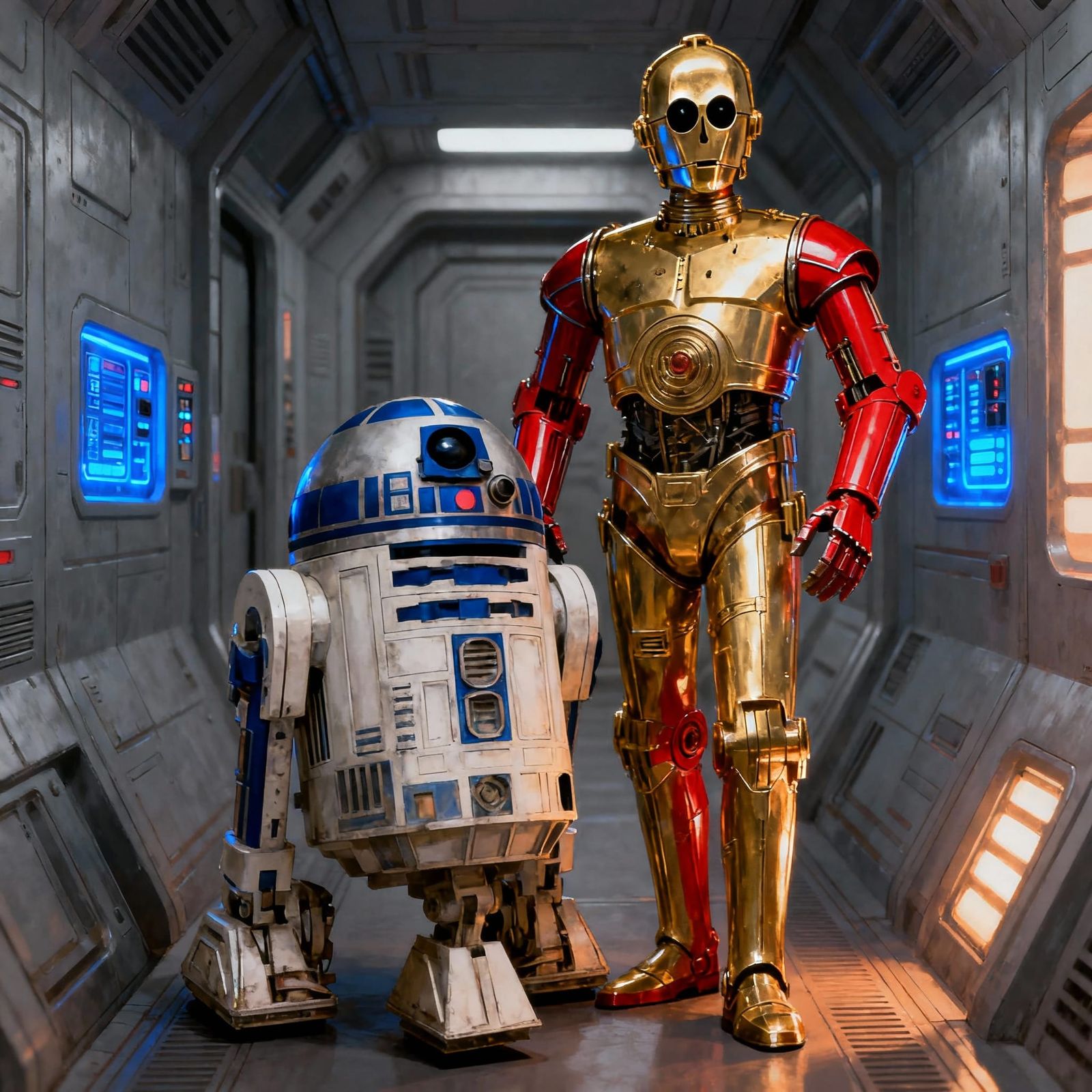 R2-D2 and C-3PO Droids on Tatooine
