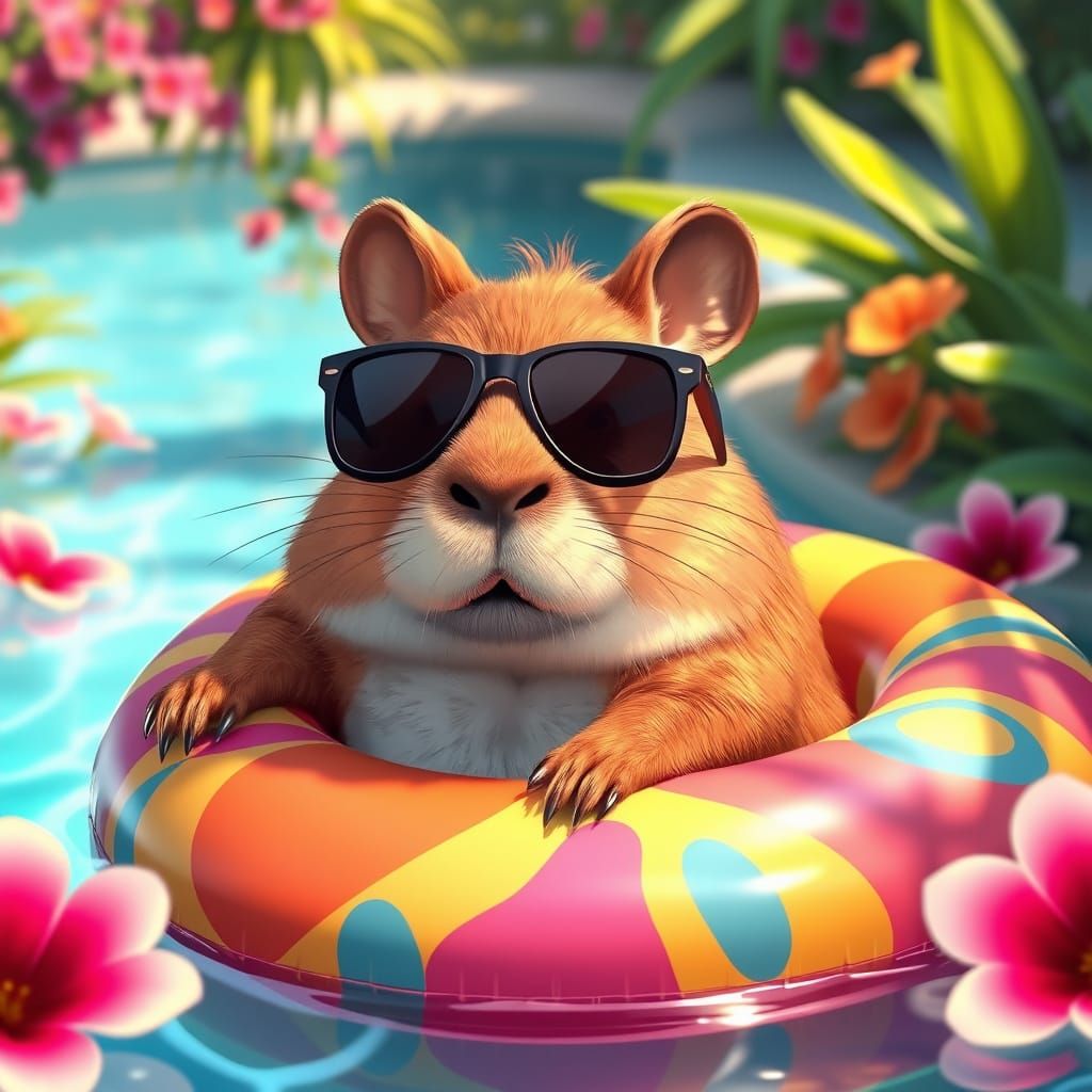 Surreal Summer Oasis in Vibrant Anime Style