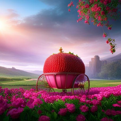 Strawberry Carriage Outside the Castle in 8K