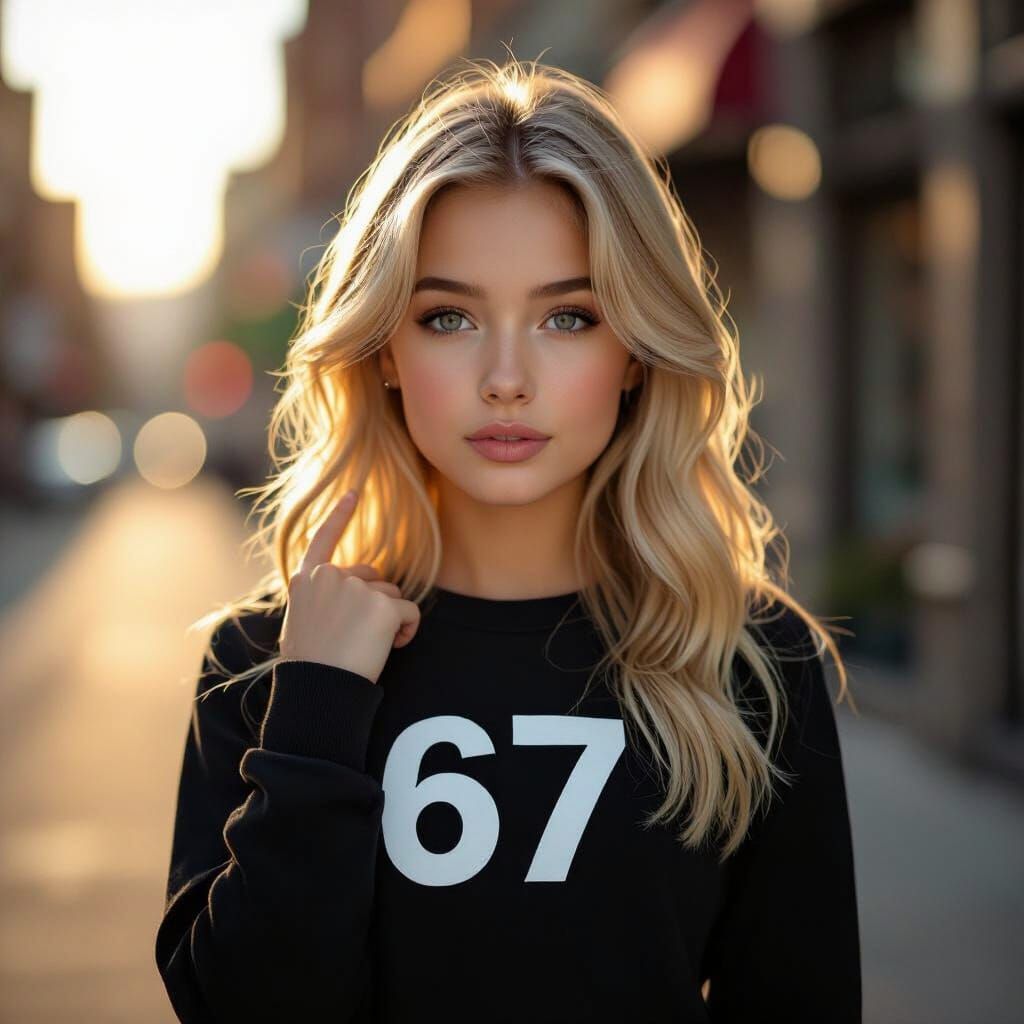 Blonde Girl Poses for Golden Hour Portrait