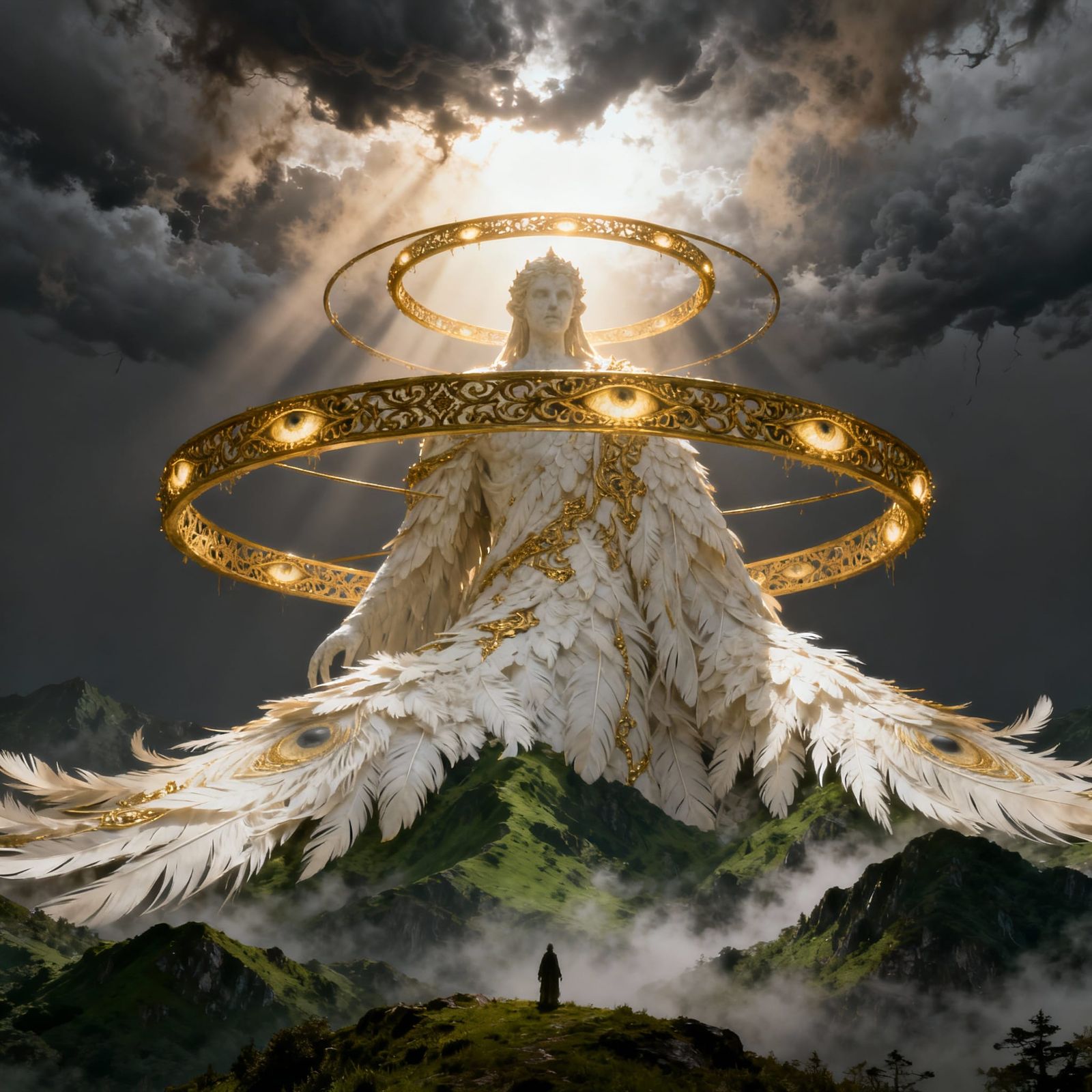 Surreal Eldritch Divine Construct Over Misty Mountains