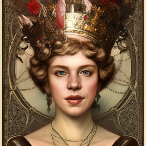 Queen Elizabeth Stamp Portrait in Detailed Digital Art